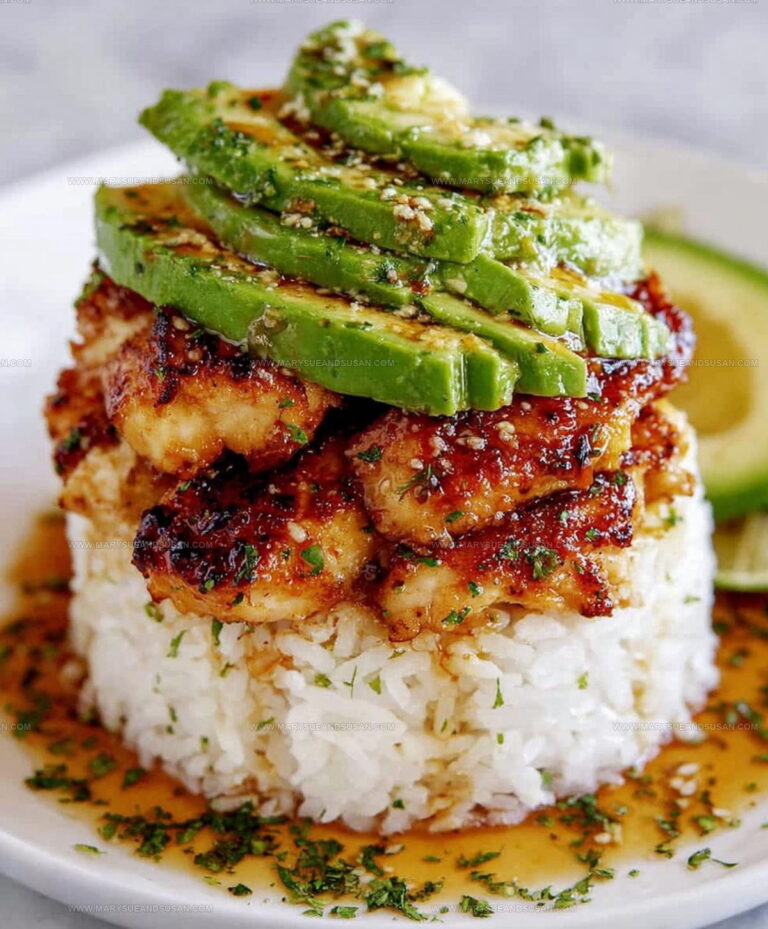 Fresh Honey Lime Chicken Avocado Rice Stack Recipe