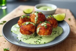 Gluten Free Salmon Balls Avocado Sauce Recipe