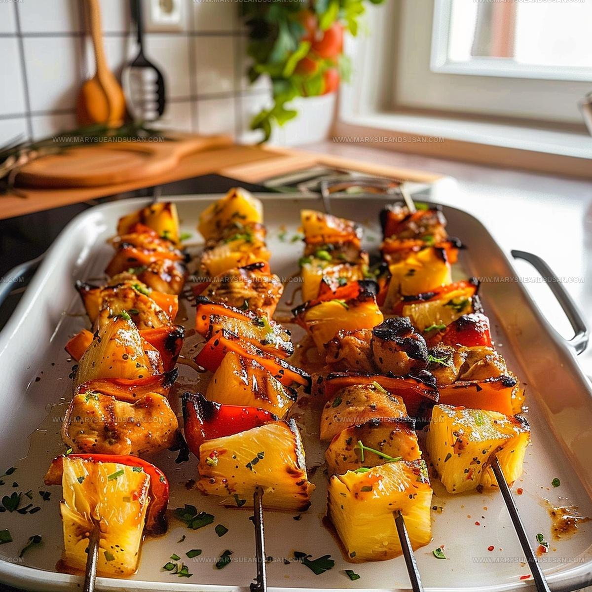 Grilled Chicken Skewers with Pineapple and Red Pepper Recipe