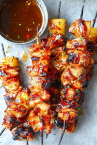 Summer Grilled BBQ Pineapple Chicken Kabobs Recipe