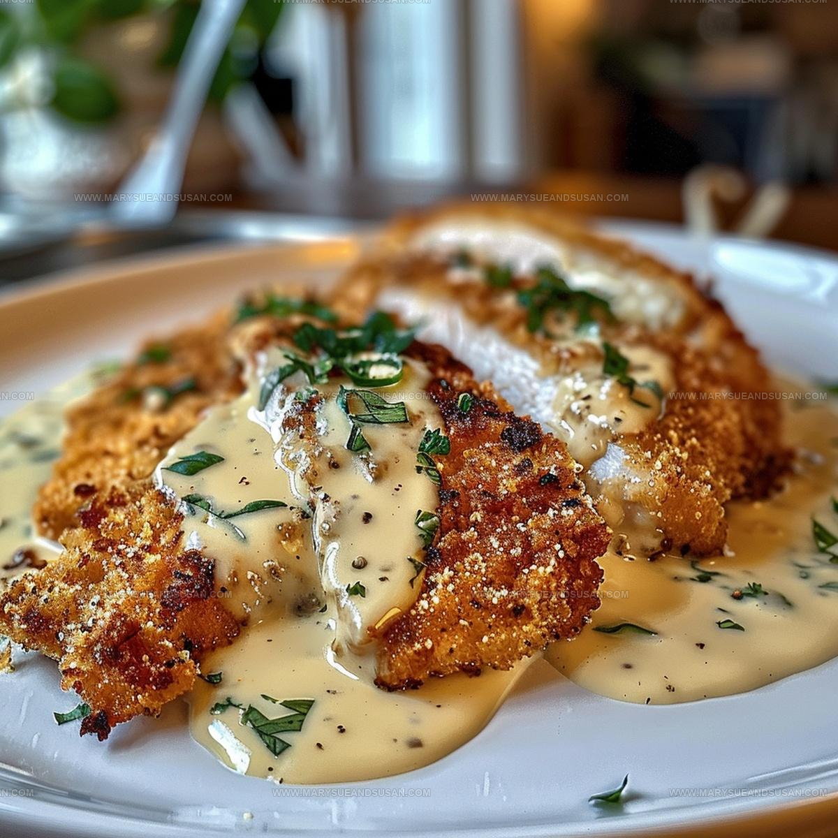 Crispy Parmesan Chicken with Garlic Cream Sauce Recipe