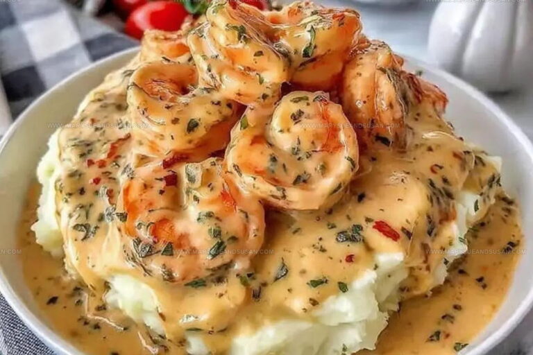 Creamy Garlic Shrimp Over Mashed Potatoes Recipe