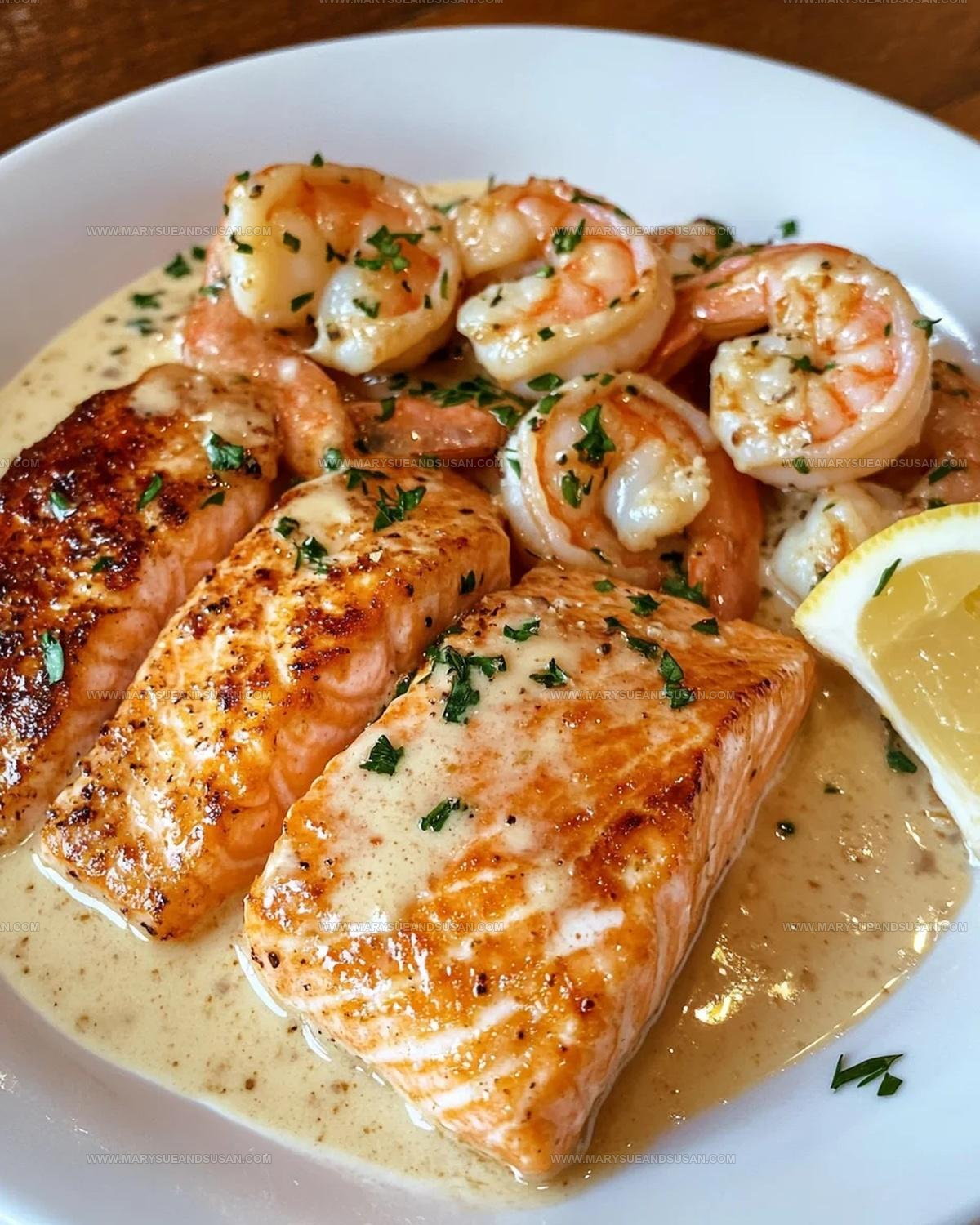 Salmon and Shrimp with Garlic Sauce Recipe