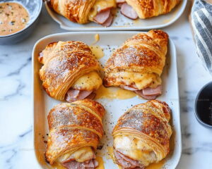 Honey-Glazed Ham And Cheese Croissants Recipe