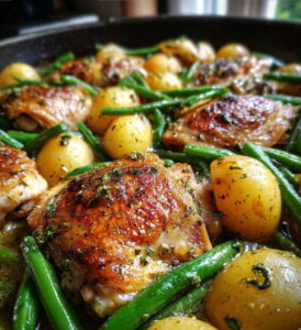 One Pan Garlic Herb Chicken With Potatoes & Green Beans Joy Recipe