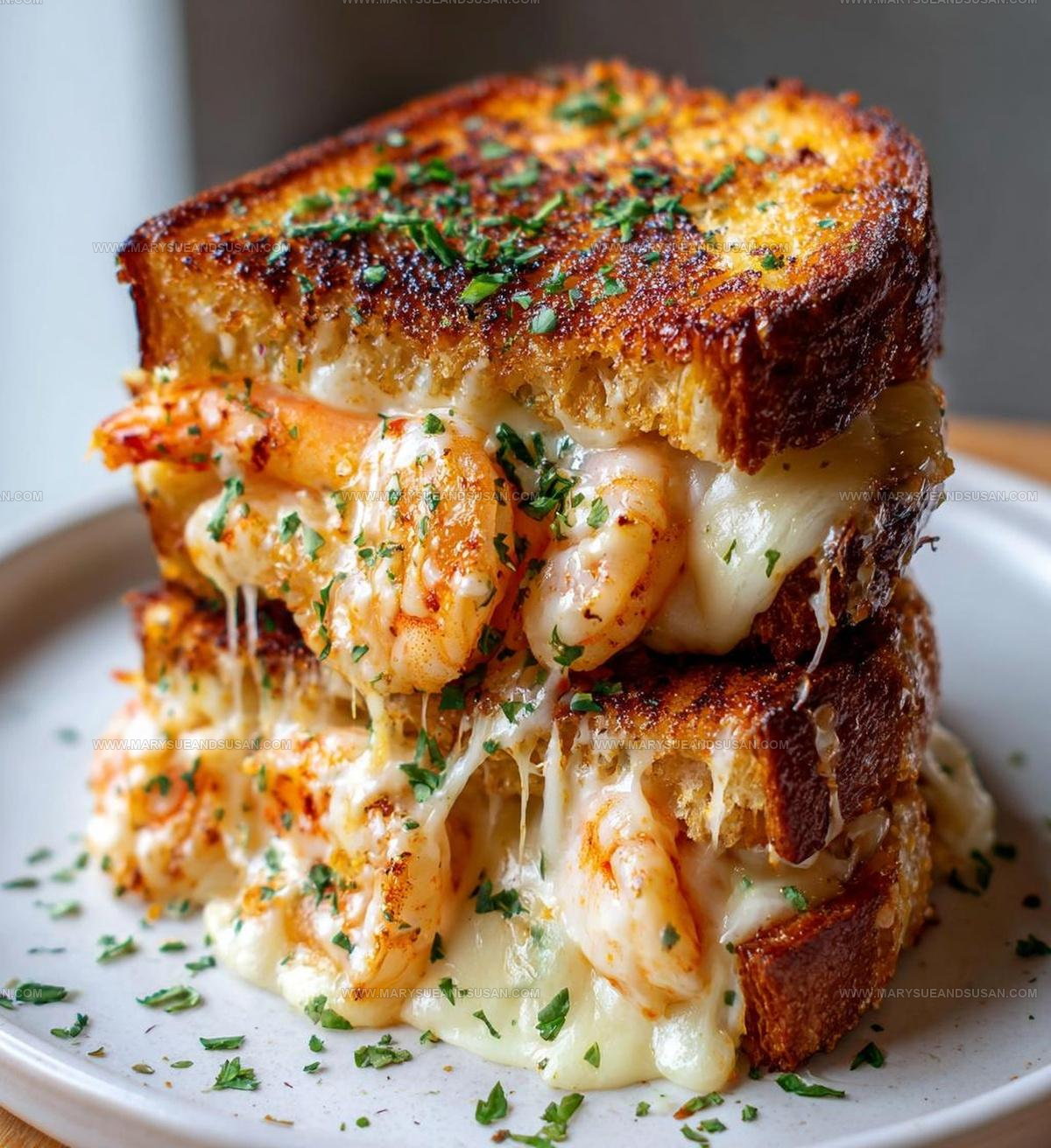Cheesy Garlic Bread Shrimp Grilled Cheese Recipe