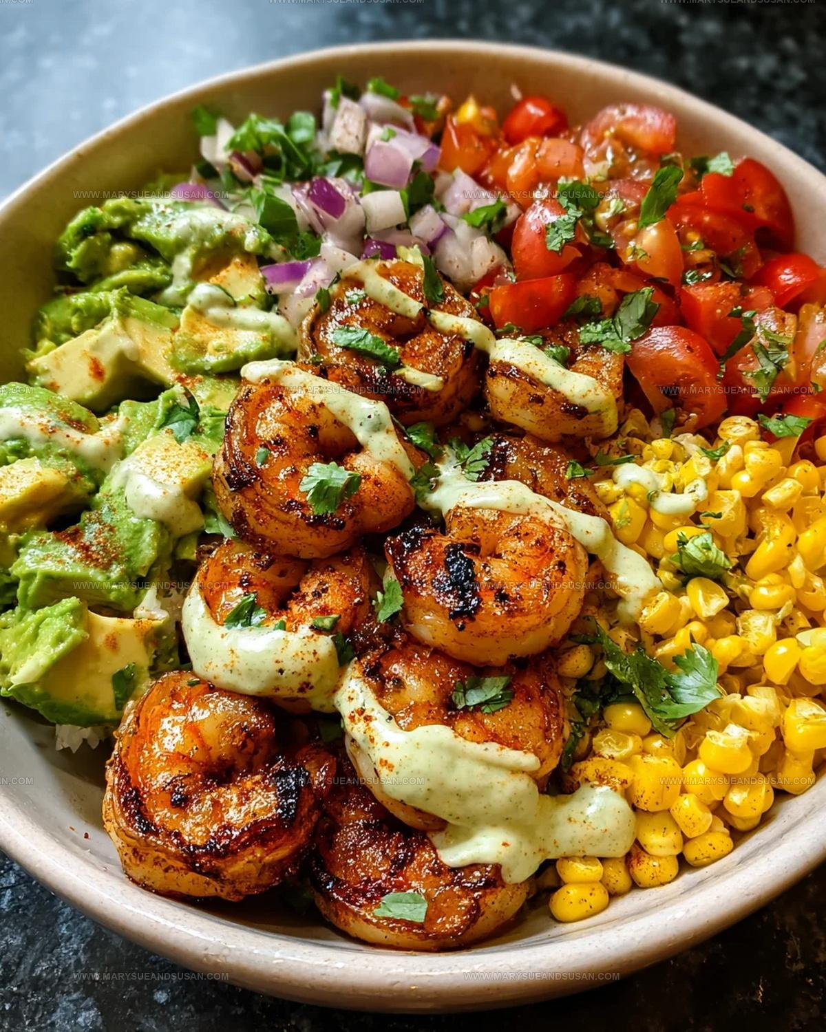 Grilled Shrimp Bowl with Avocado and Corn Salsa Recipe