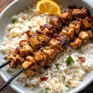 Grilled Citrus Chicken Kebabs with Cardamom Rice Recipe