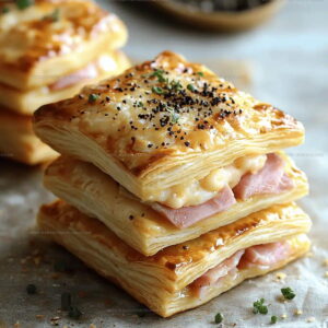 Crispy Ham and Cheese Puff Stacks Recipe