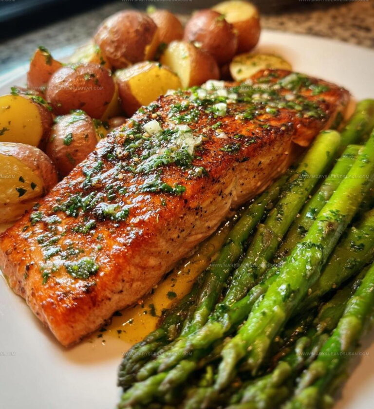 Garlic Herb Salmon With Asparagus And Potatoes Recipe