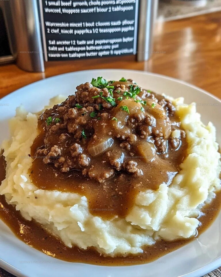 Comfort Style Ground Beef Gravy Mashed Potatoes Recipe