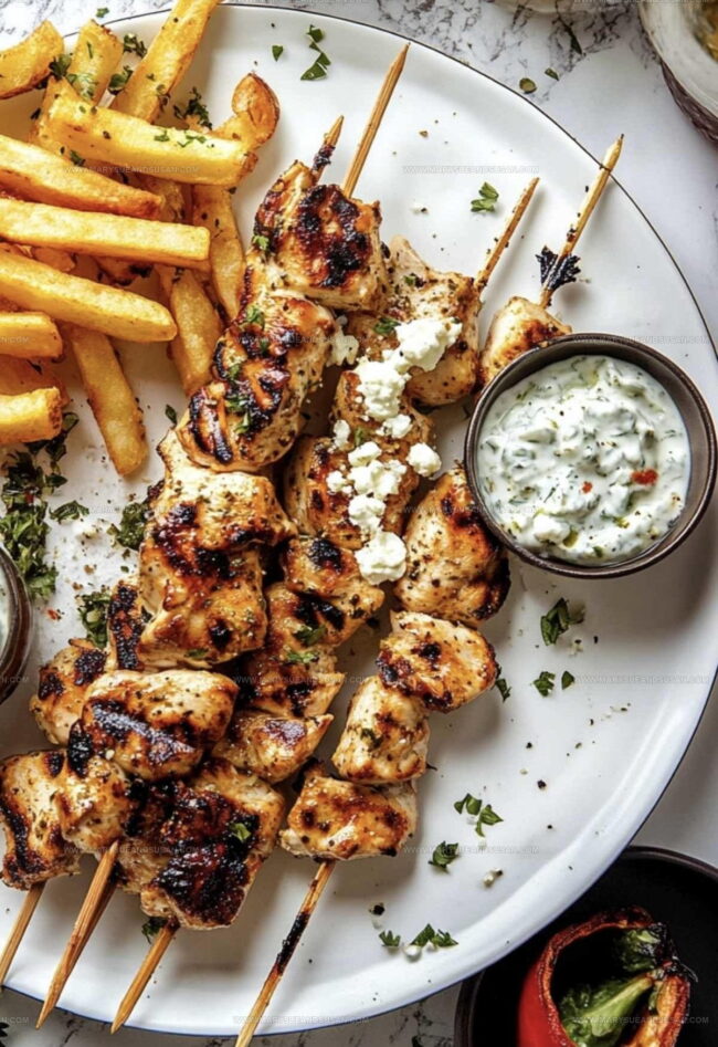 Chicken Tzatziki Skewers with Feta Fries Cooking Instructions
