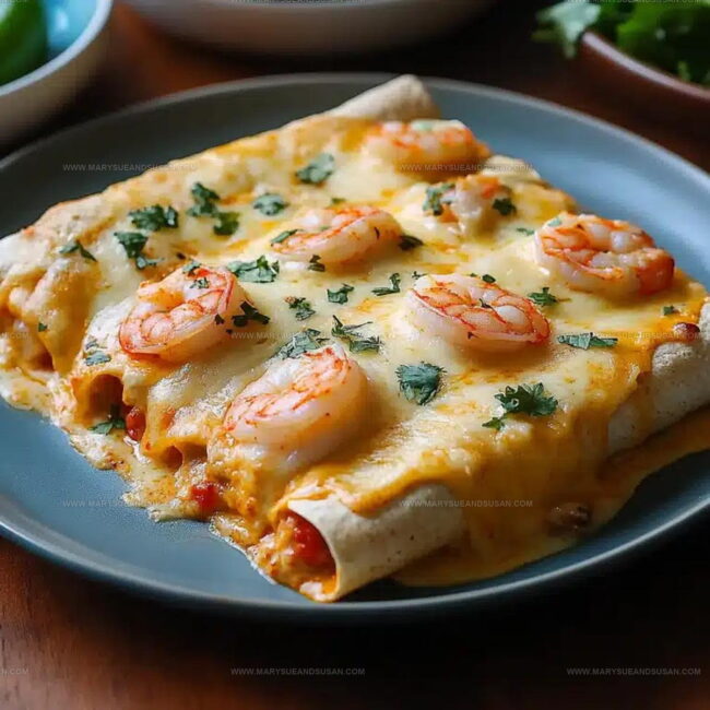 Shrimp Sauce Tortillas And Cheese In Creamy Enchiladas