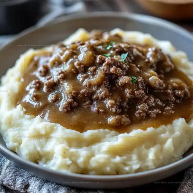 Steps to Thickening Savory Hamburger Gravy Over Mash