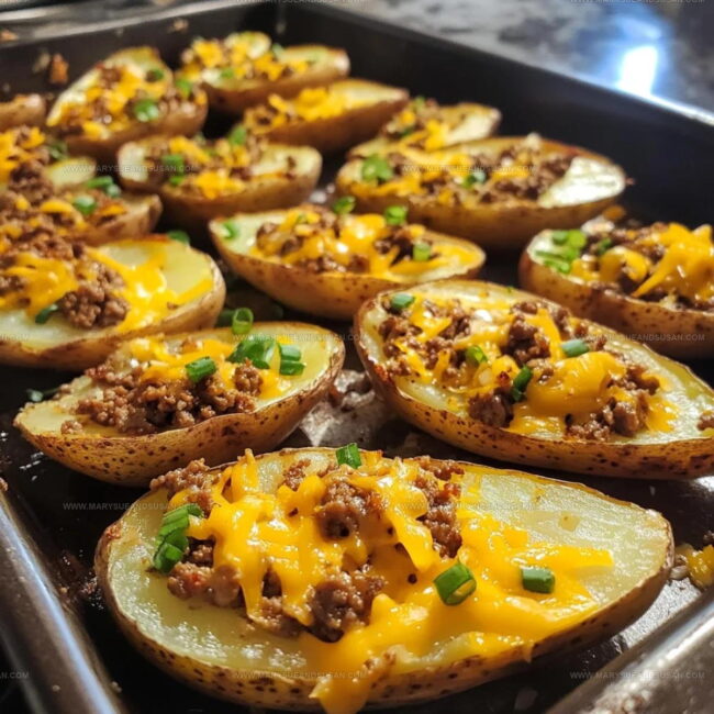 How to Make Garlic Cheesy Beef Potato Skins