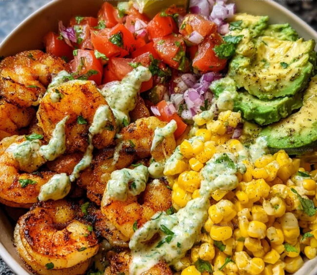 Quick Recipe Method for Grilled Shrimp Bowl with Avocado Corn Salsa and Sauce