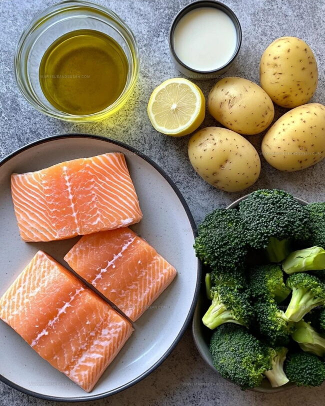 Lemon Butter Salmon Potato Broccoli Ingredient Essentials